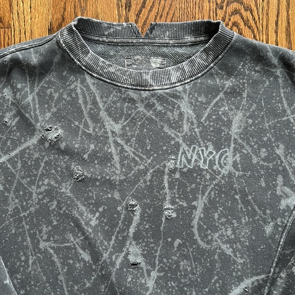 Aerie x Keith Haring NYC Dark Gray Art to Wear Grunge Distressed Sweatshirt XS - Picture 3 of 11